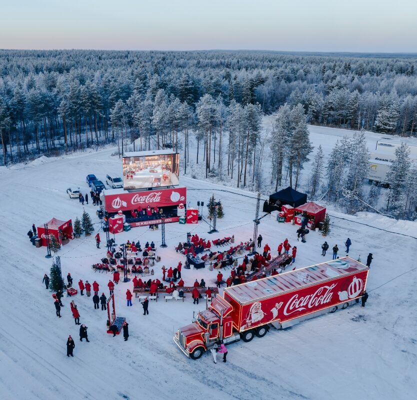 Coca-Cola event in Santa Claus Village in winter