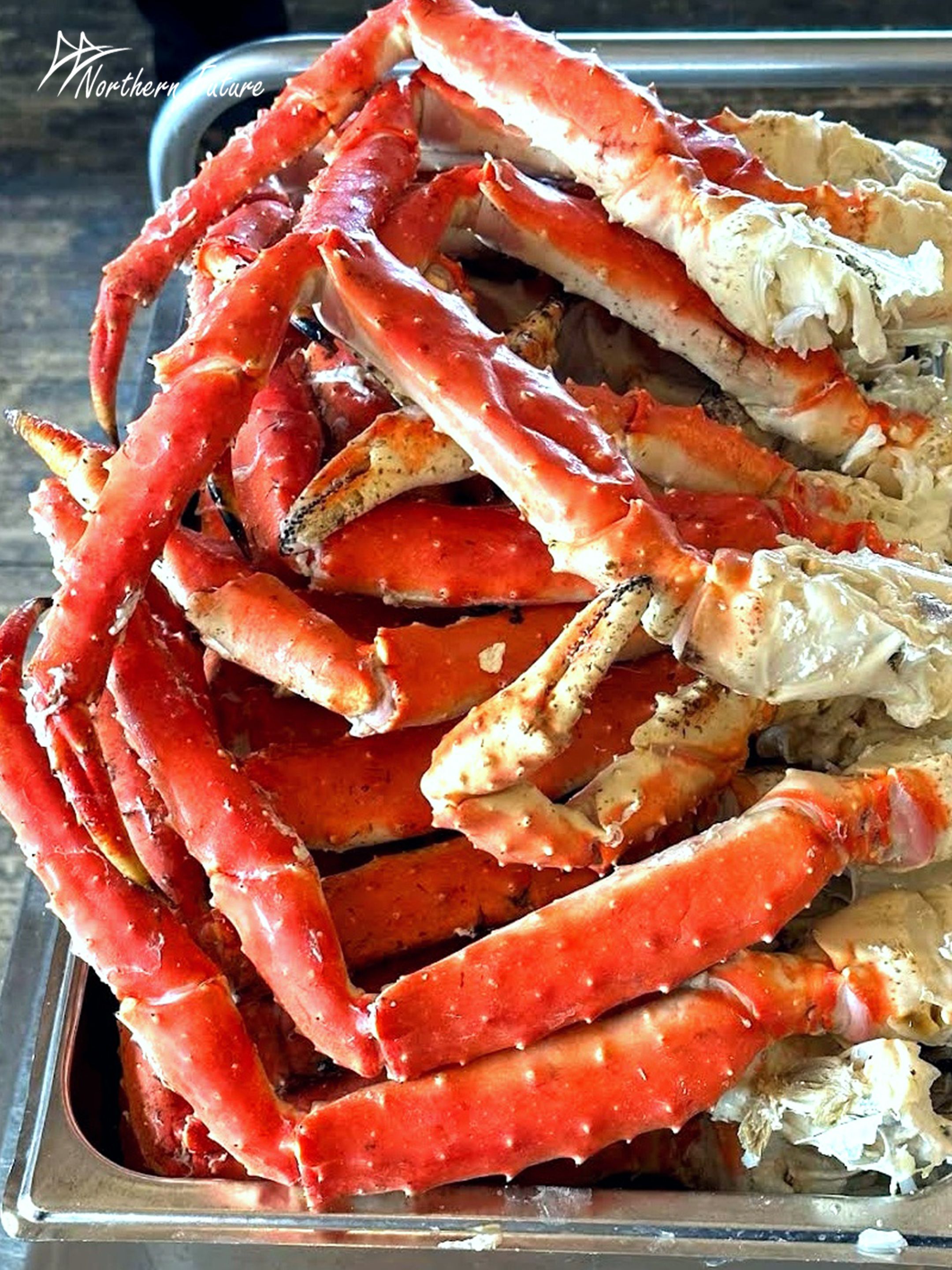 King crab legs on a plate. Northern Future, Rovaniemi, Lapland, Finland