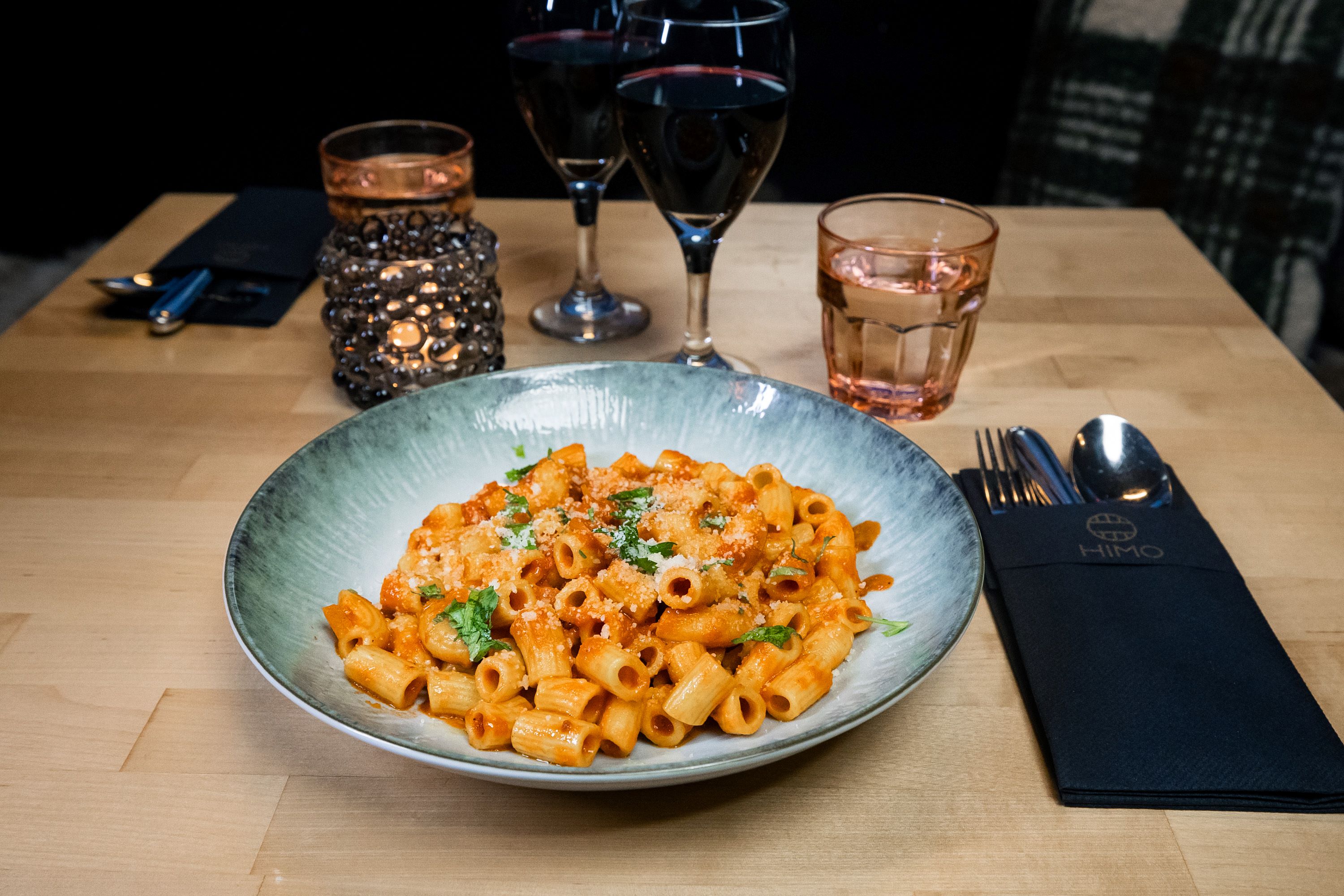 a plate of pasta Himo Pasta House, Rovaniemi, Lapland, Finland