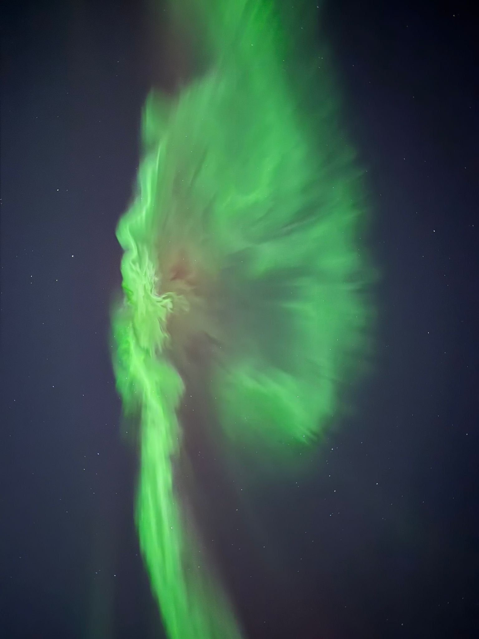 Green Northern lights in the sky, Rovaniemi, Lapland, Finland